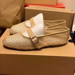 Steve Madden Nude Crystal-Studded Slip-On Loafers with Buckle